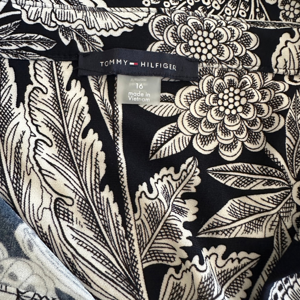 Women’s Tommy Hilfiger Black White Floral Sleeveless Dress Size 16 - Picture 2 of 8